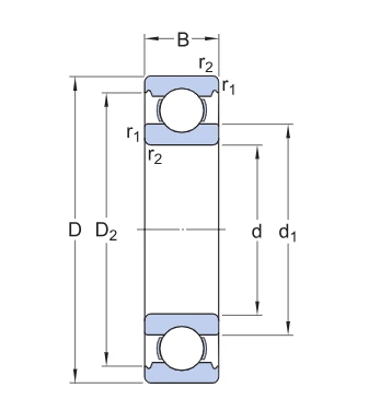 S6007-2RS Deep Groove Ball BearingDRAWING